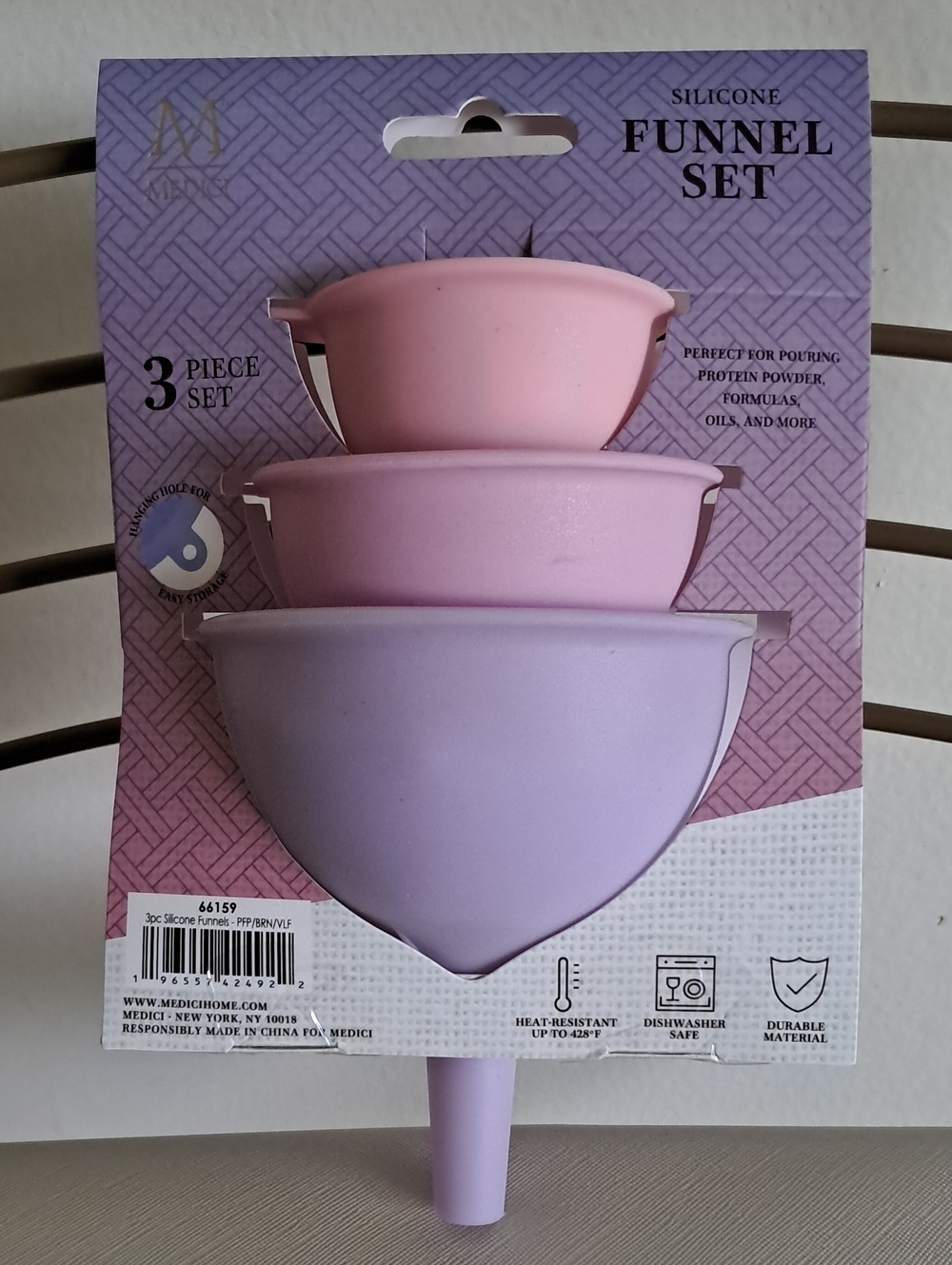 3-Piece Silicone Nesting Funnel Set in Pink & Lavender